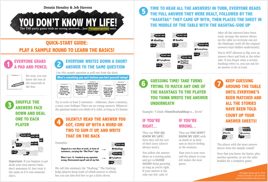 Quick start guide to You Don't Know My Life card game