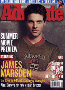 James Marsden on the cover of The Advocate magazine
